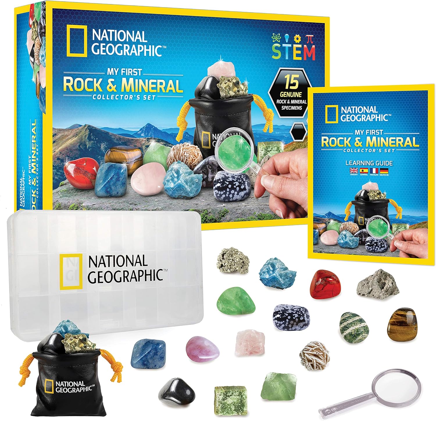 National Geographic Rock & Mineral Collection - 15 Gemstones & Crystals Science Kit for Kids
