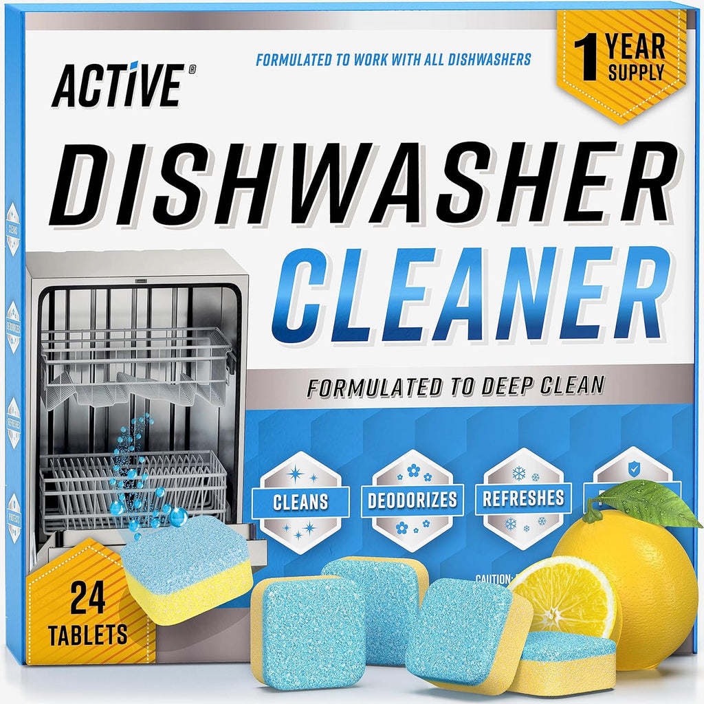 Skiennix Dishwasher Cleaner Tablets - Heavy Duty Deodorizer & Limescale Remover | 24 Pack, Septic Safe