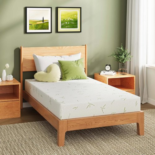 EGOHOME 5-Inch Twin Mattress - Cooling Green Tea Gel Memory Foam for Pressure Relief | Medium Firm Support, Fiberglass Free