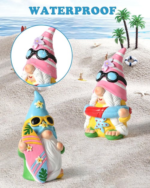 iStatue Pool Gnomes - 2PCS Hand-Painted Funny Resin Statues | Beach Summer Decor for Garden & Poolside