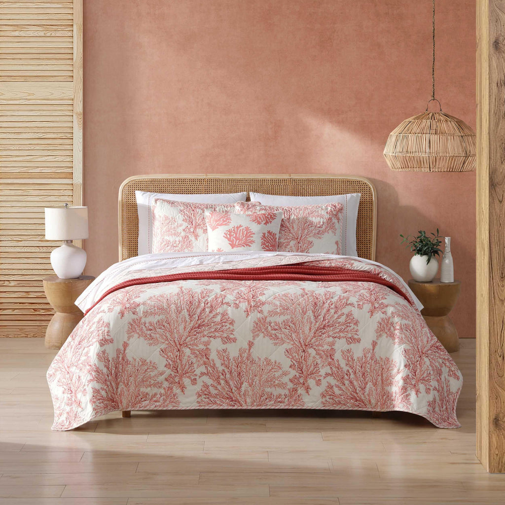 Tommy Bahama - Twin Quilt Set, Reversible Cotton Bedding with Matching Sham, Coral Reef Inspired Bedding Set (Coral Garden, Twin)
