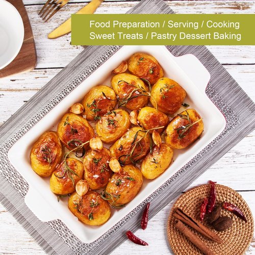 Garvee Ceramic Baking Dish Set - Set of 3 Rectangular Casserole Dishes with Handles | Yellow (11.7"/8.75"/6.5")