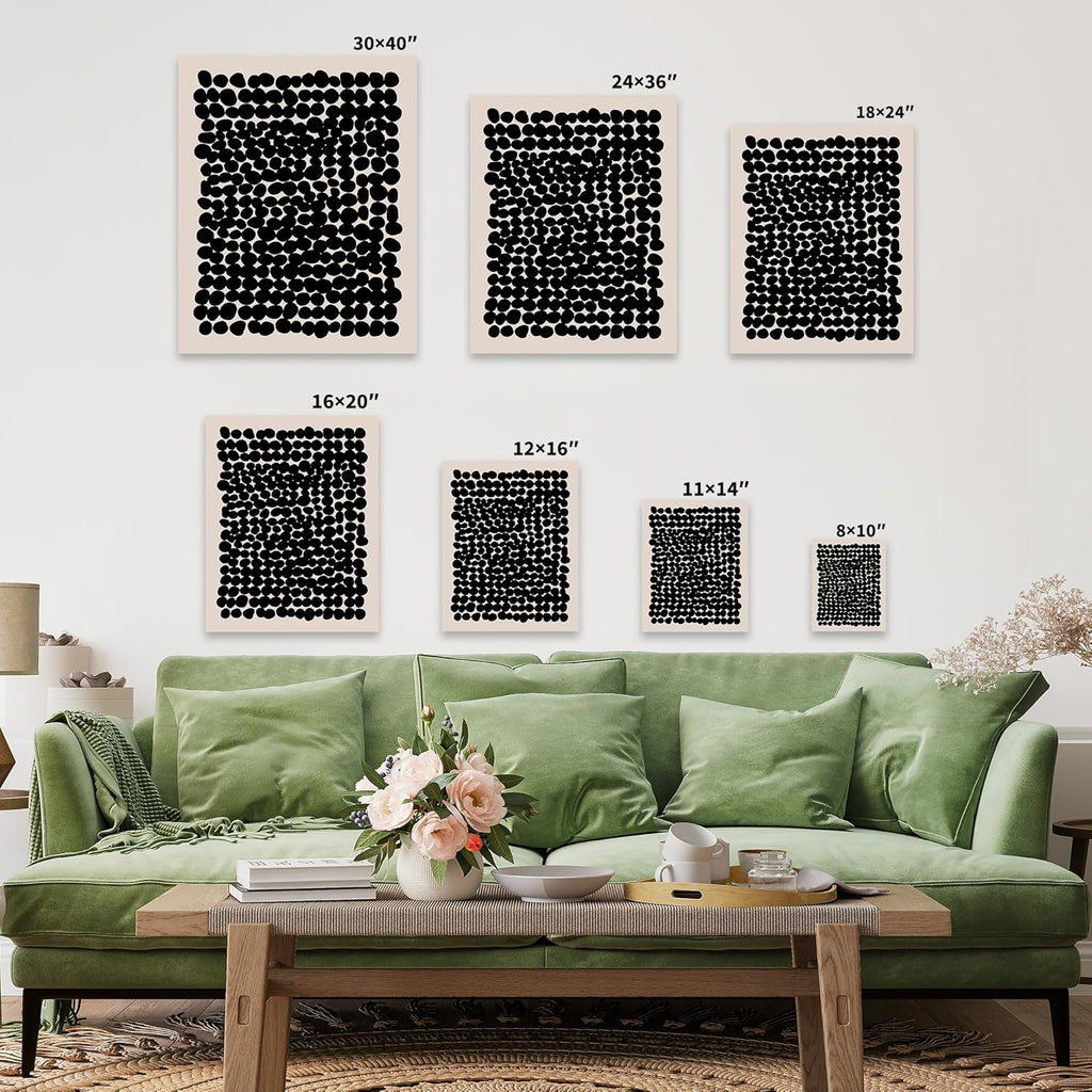 Poster Master Modern Abstract Canvas - Black Pebbles Print for Minimalist Living Room | Sizes 8x10 to 30x40