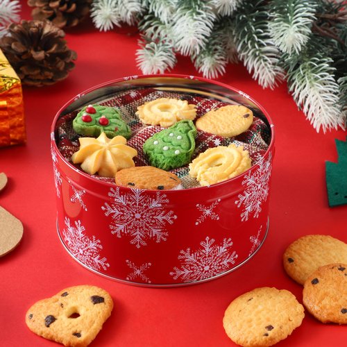 JOYIN 3PCS Christmas Cookie Tins with Lids for Gift Giving, Sturdy Holiday Baking Treat Metal Tins for Presents Wrapping, 3 Different Size Xmas Jars for Gift Giving, Party Food Dessert Containers