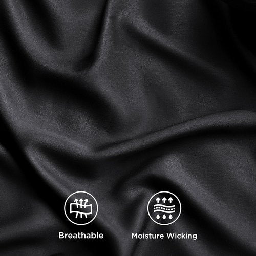 Bedsure Cooling California King Sheet Set - Breathable Rayon from Bamboo, Soft & Luxurious, Deep Pocket Black