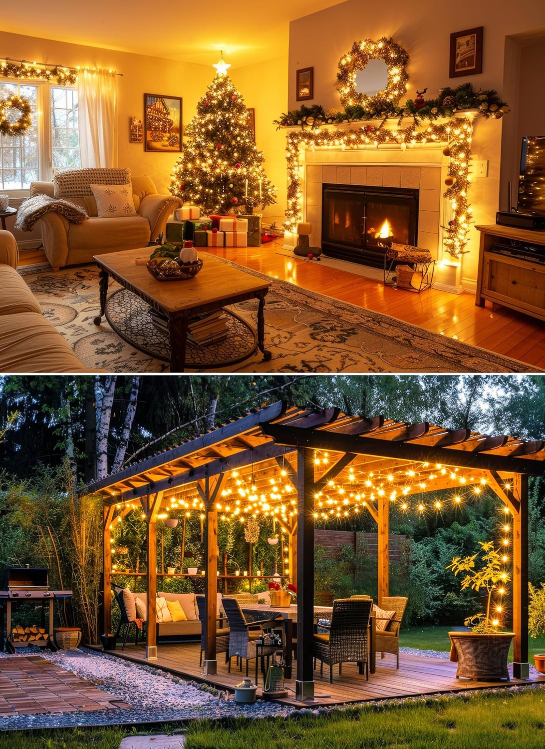 Minetom 66Ft Battery Operated Fairy Lights - 200 LED Waterproof String Lights for Indoor/Outdoor Decor