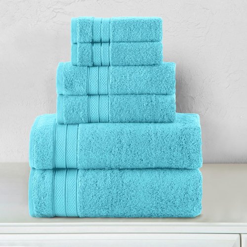 Elegant Comfort Luxury Towel Set - Premium Soft 100% Turkish Cotton, Quick-Drying | Aqua, 6-Piece Set