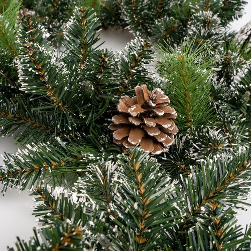 crsmatts Pre-Lit Christmas Garland, Artificial Holiday Garland with 50 Plug-in Lights, Pine Cone Decorations for Fireplace Mantel, Stairs, Windows, Indoor Outdoor 9FT