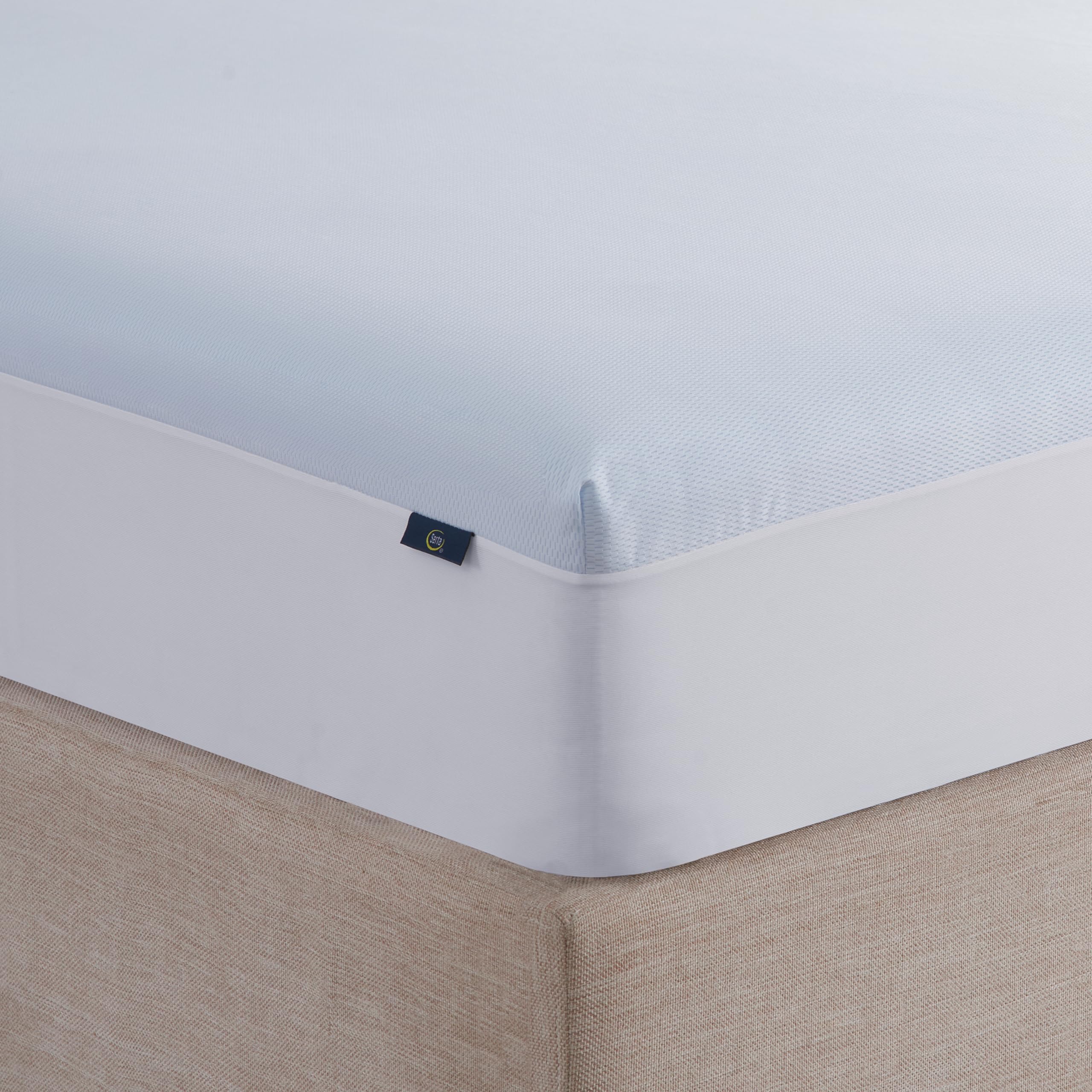 Serta Cool Air Waterproof Mattress Protector, 54" x 75" Soft and Breathable Mesh Cooling Mattress Topper, 18" Elastic Deep Pocket for Secure Fit, Full