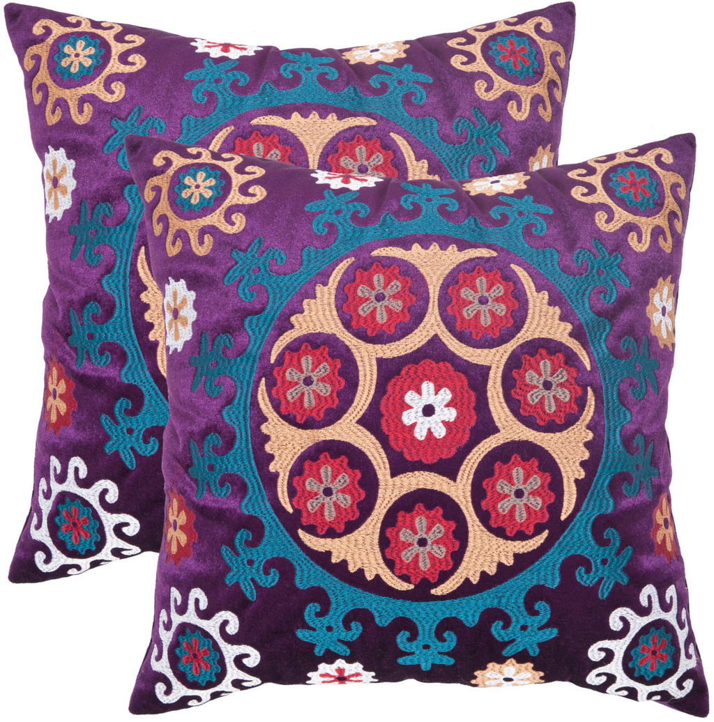 SAFAVIEH Pillows Collection Vanessa Decorative Pillow, 18-Inch, Gold and Purple, Set of 2