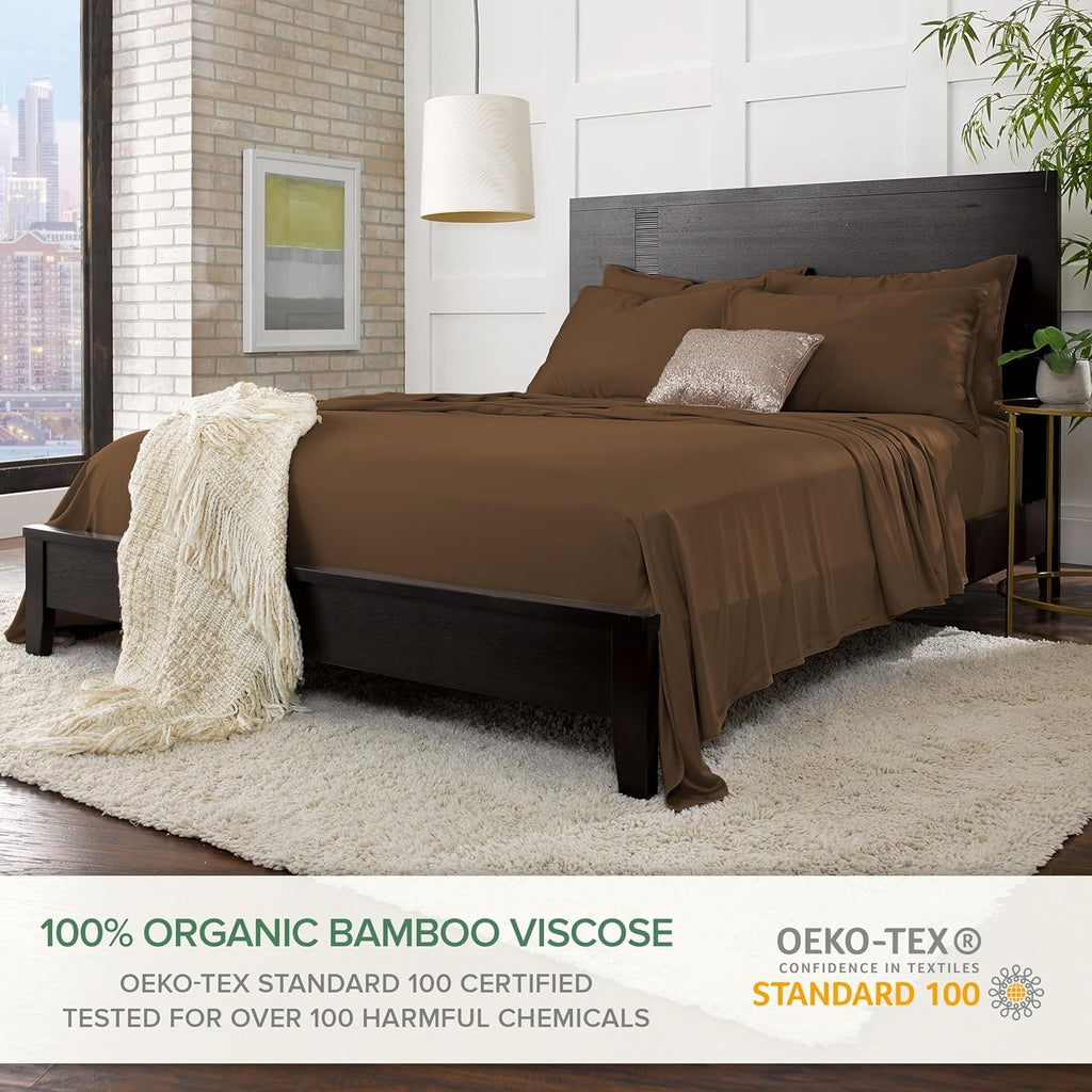 Pure Bamboo Twin Sheets - Luxuriously Soft & Cooling 100% Organic Viscose Bed Sheet Set | Double Stitching, Coconut Husk