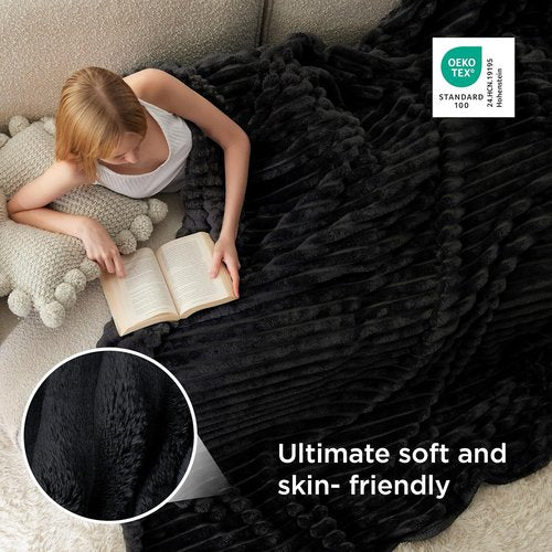 Bedsure GentleSoft King Size Blanket - Cozy Black Fleece Throw, 108x90 Inches for Ultimate Comfort