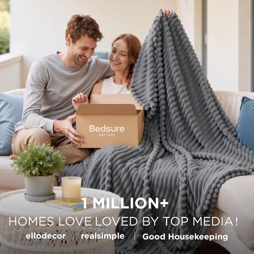 Bedsure GentleSoft Fleece Blanket - Cozy Frost Gray Throw for Couch | 50x60 Inches