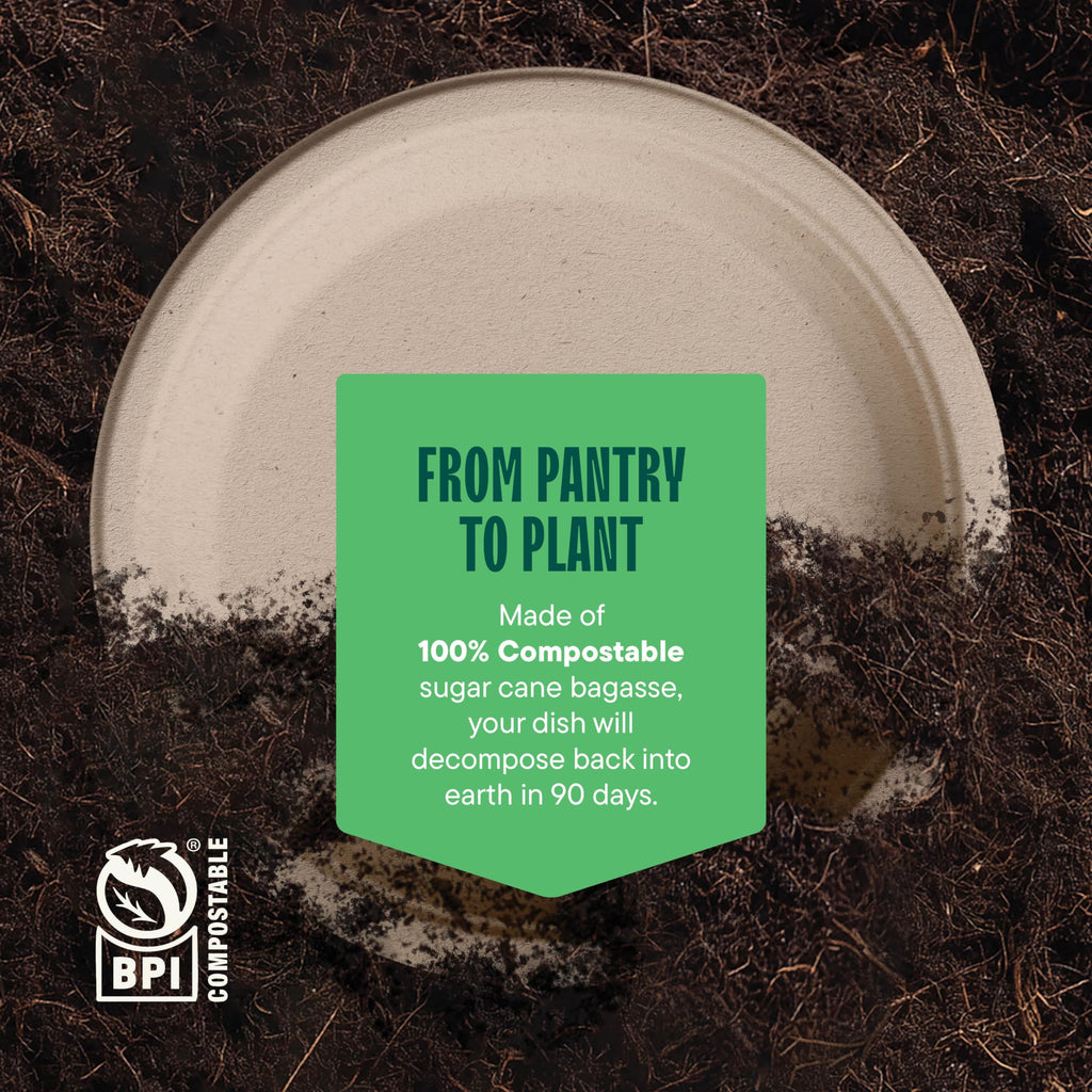 Deep Dish Paper Plates, Heavy Duty Disposable Dinner Plates [500-Pack] 10 Inch Plates - 100% Compostable Eco-Friendly, Biodegradable Sugarcane Bagasse, Natural Brown 10" Paper Plate Disposable
