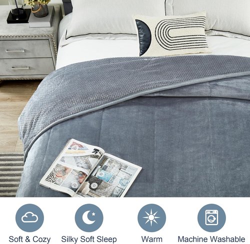 DREAMNINE King Size Fleece Bed Blanket - Luxury Soft Flannel, 90" x 108", Cozy Grey Velvet for Winter