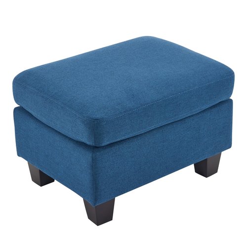 Christopher Knight Home Ottoman Foot Stool,Rectangular Fabric Upholstered Ottoman,Modern Side Table for Living Room Bedroom, Birch Wood Legs,Navy Blue