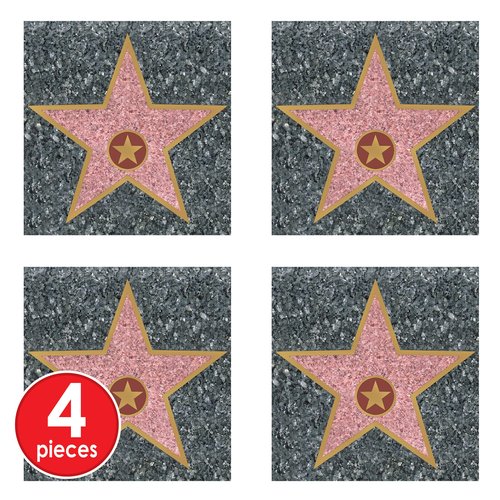 Beistle Walk of Fame Star Peel-N-Place Decoration Pack of 4