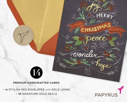 Papyrus Boxed Christmas Cards with Envelopes, To You and Yours, Holiday Tree (14-Count)