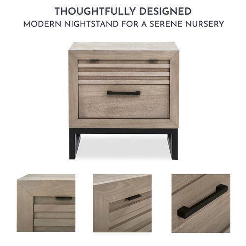 Evolur Kyoto Night Stand in Brown Stone, Unique Two Tone Design, Spacious Drawers with Ball Bearing Glides, Multifunctional Nightstand, Made of Hardwood