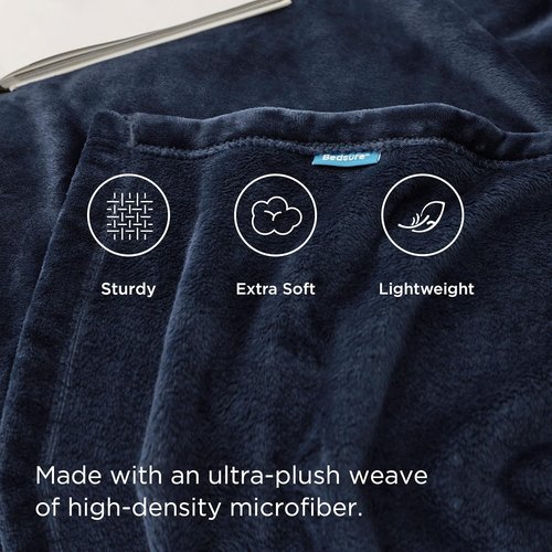 Bedsure GentleSoft Fleece Blanket - Navy Blue Twin Size 300GSM Plush & Cozy Warmth for Bed & Travel