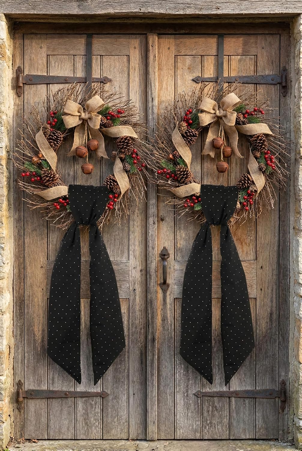 YKW Black Rhinestone Wreath Sash - 2 Pack Sparkle Ribbon for Christmas & Wedding Decor | 54x5 Inch