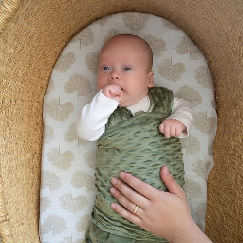 HALO Sleepsack Swaddle - 3-Way Adjustable Swaddle Blanket, TOG 3.0, Olive Green Plush Dots, Newborn 0-3 Months