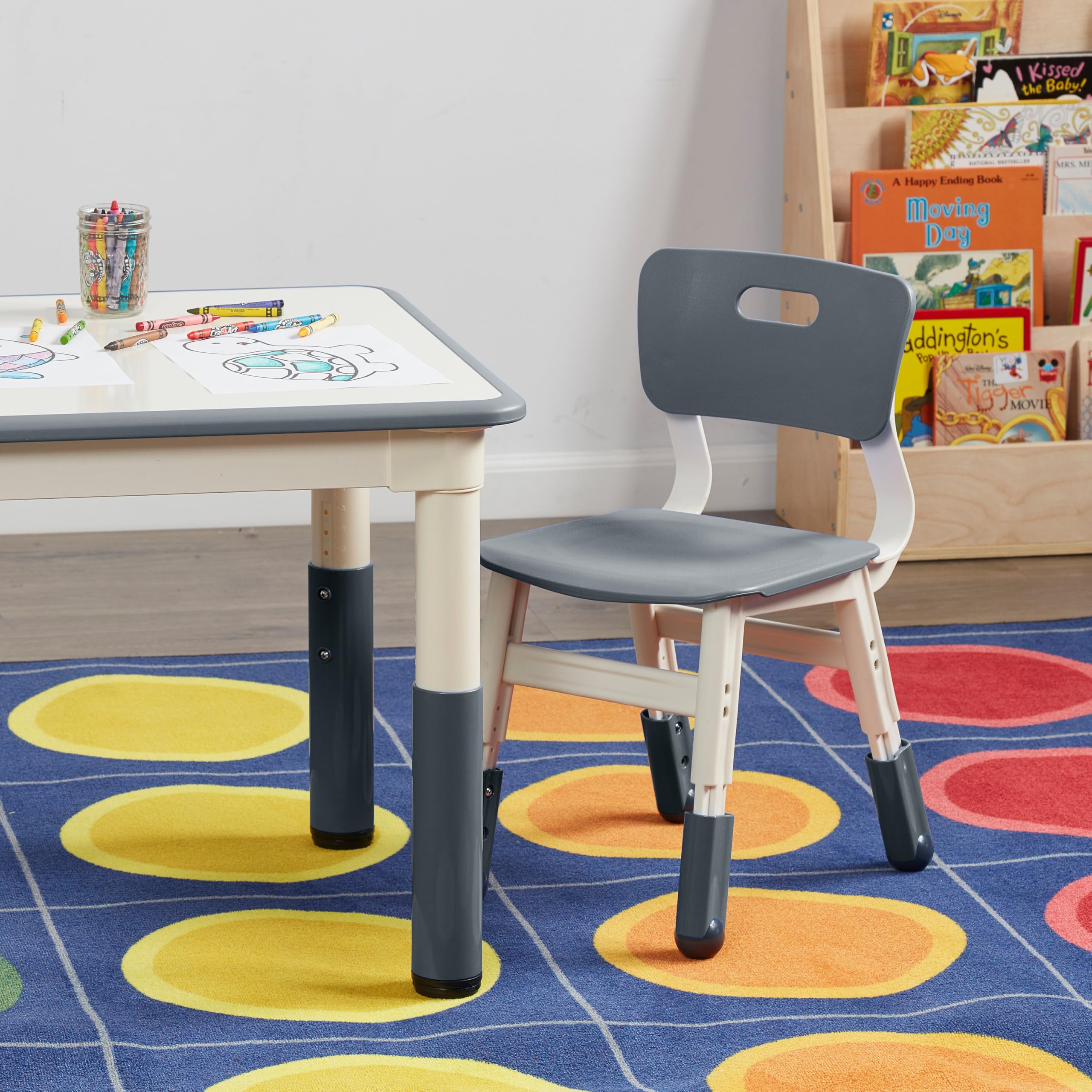 ECR4Kids Classroom Adjustable Chair, Flexible Seating, Grey, 2-Pack