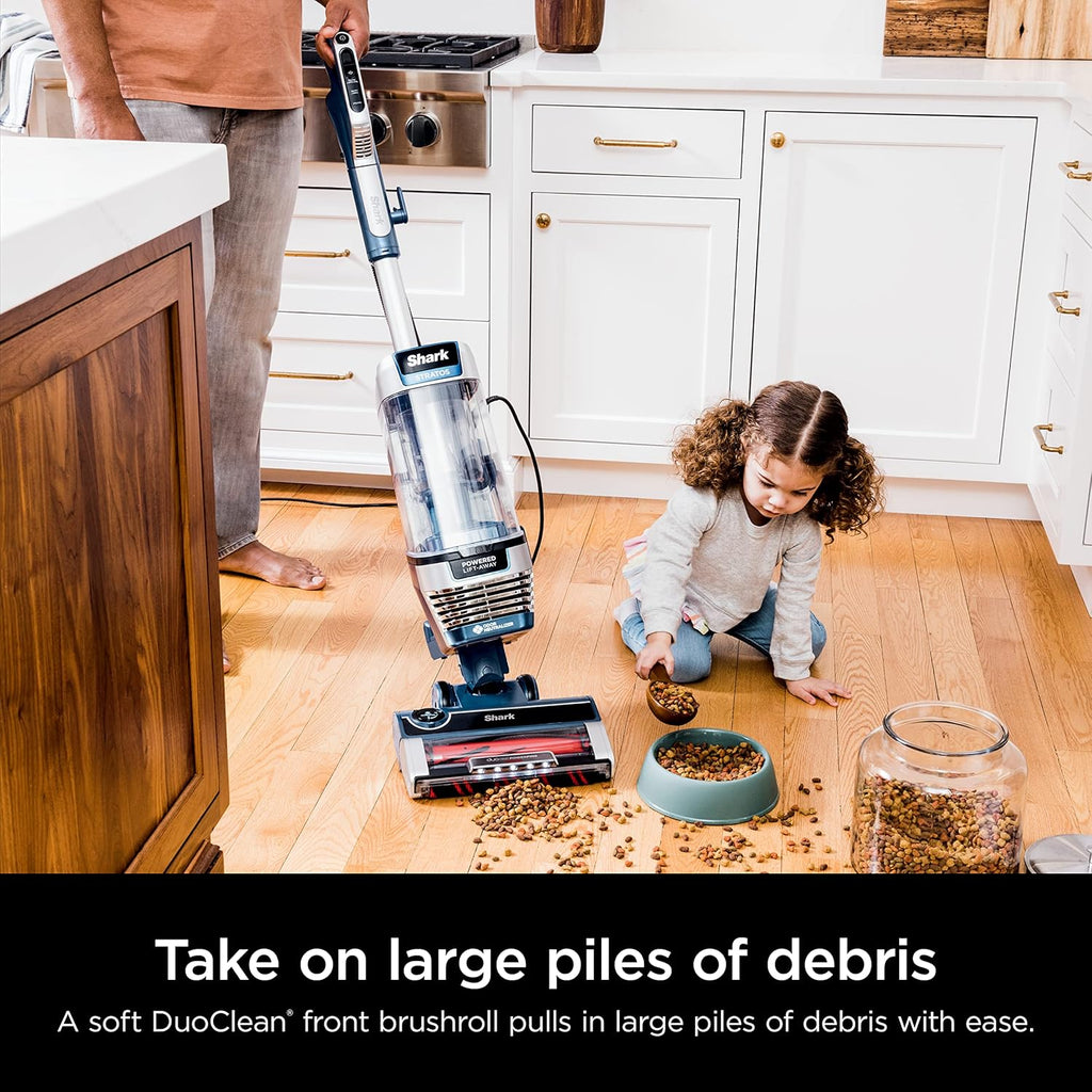 Shark Stratos Upright Vacuum - DuoClean PowerFins & HairPro | Powered Lift-Away, Navy AZ3002