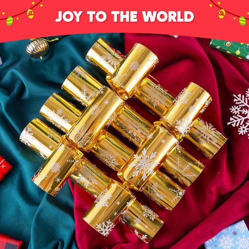 JOYIN 12 Pack Christmas Party Favor Non-Snap Gold Snowflake Design Party Table Favors with Holiday Party Favor Supplies for Kids and Adults, Christmas Parties, Dinners and Holidays