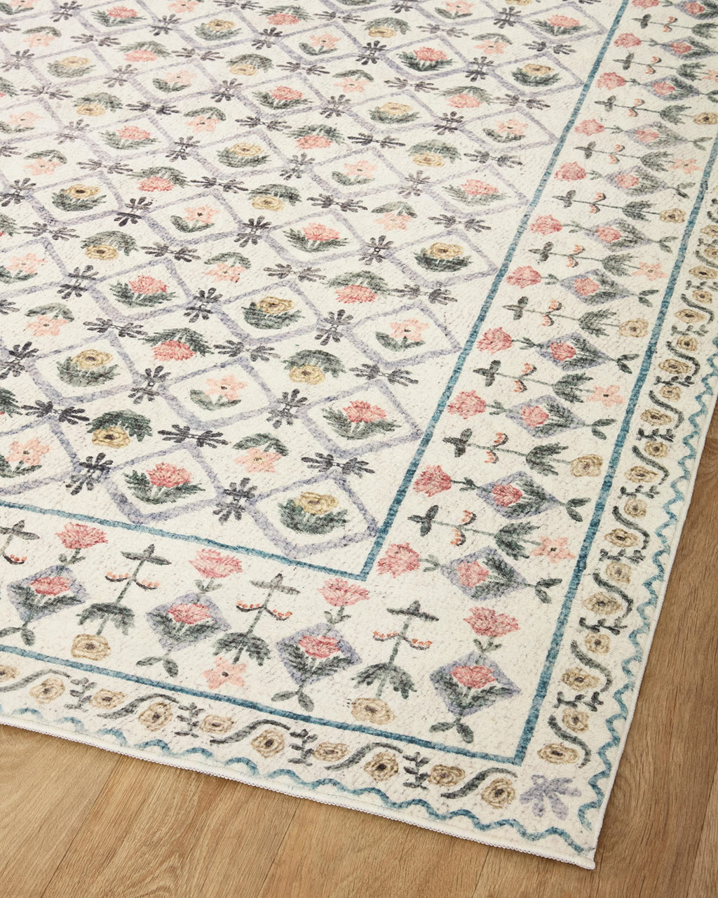 Loloi Rifle Paper Co. Eden Collection EDE-03 Lattice Ivory 3'-6" x 5'-6" Accent Rug feat. CloudPile™