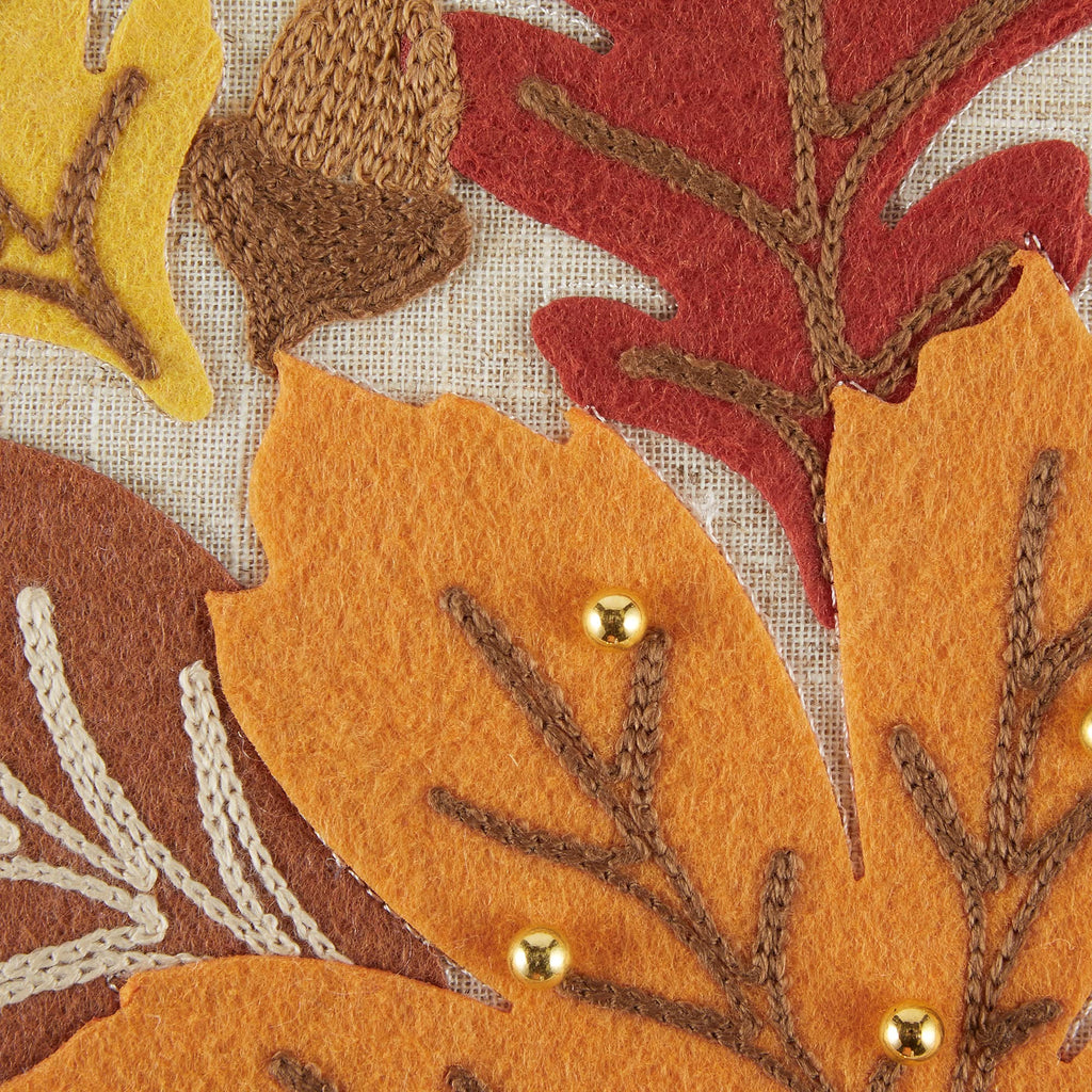 DII Decorative Holiday Throw Pillow Cover Collection, Ornate Embroidered Decorative Accents, 18x18, Falling Leaves, 2 Piece