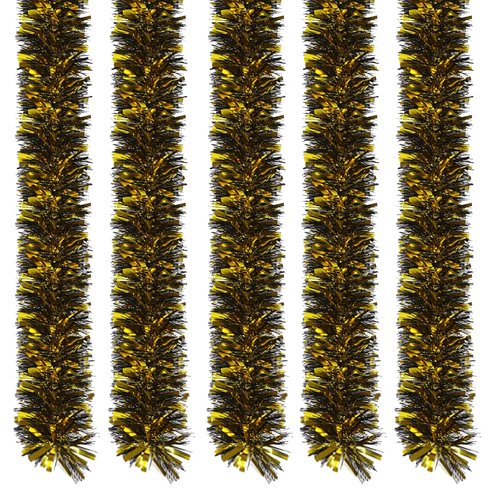 5Pcs Graduation Tinsel Garland,33 Feet Gold Black Metallic Twist Garland Glitter Grad Party Hanging Ornament for Home School Tree Wall Decoration DIY Wreath Craft (A)