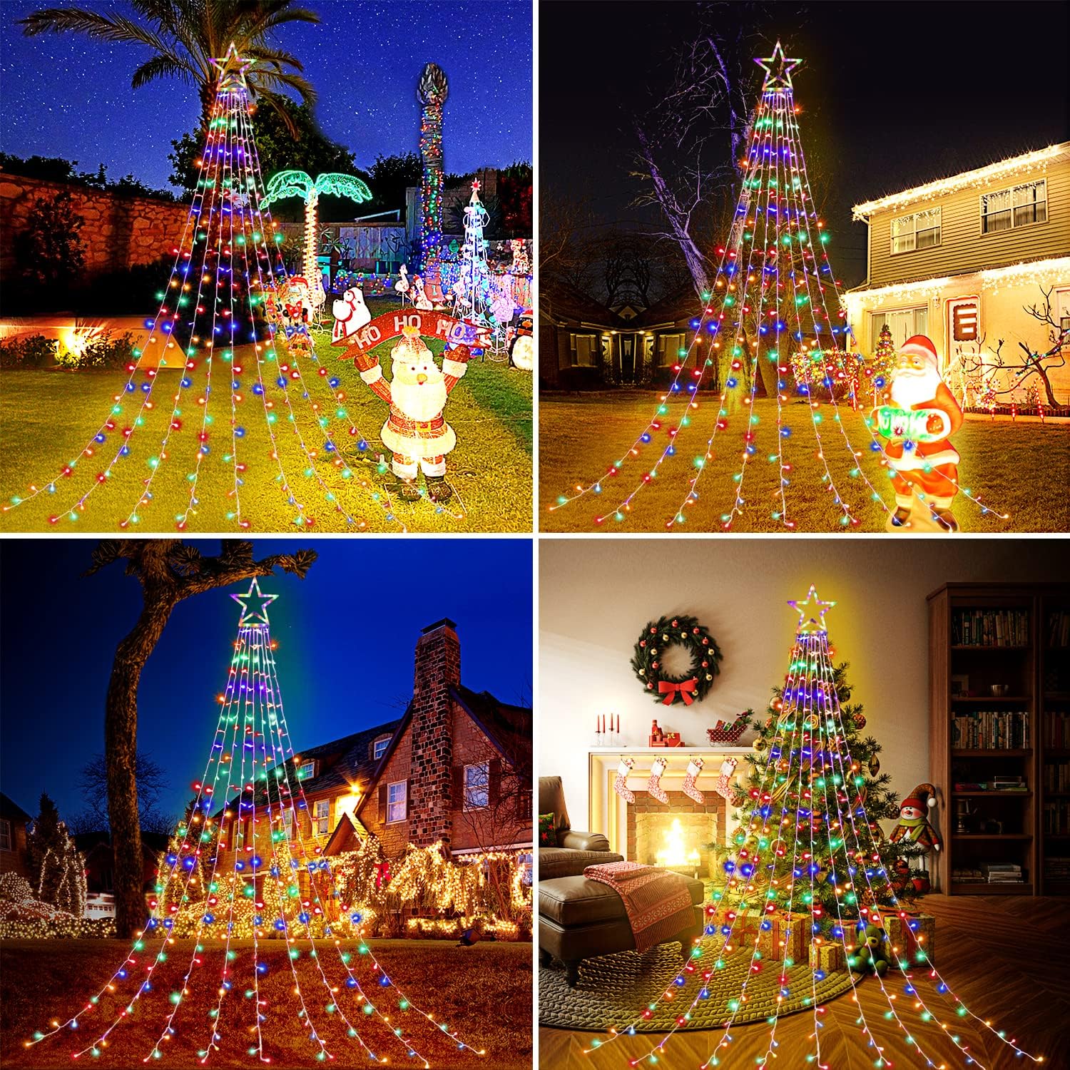 Skiennix Christmas Star String Lights - 320 LEDs Waterproof Fairy Lights with 13" Topper Star for Outdoor Decor