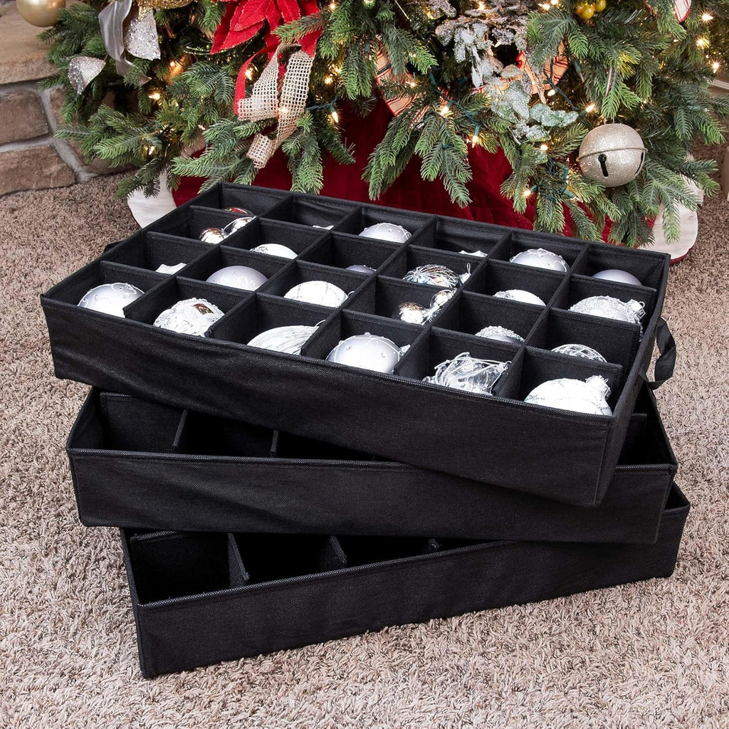 TreeKeeper Deluxe Ornament Storage Box - Holds 72 Ornaments Up to 4 Inches | 3 Removable Trays with Dividers