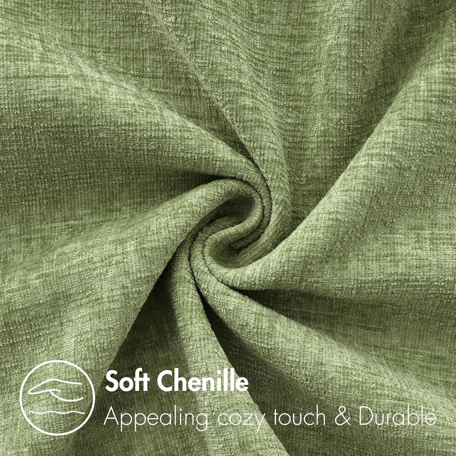 MIULEE Couch Throw Pillow Covers - Soft Sage Green Chenille | Pack of 2, 18x18 Inch for Living Room