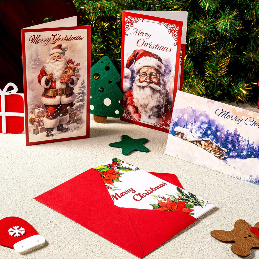 JOYIN 30 PCS Christmas Classic Money Cards with Envelopes, Xmas Money Cards for Gift Holder, Cash Holder Bulk Assorted for Holiday Season, Party Supplies, Snow Holiday