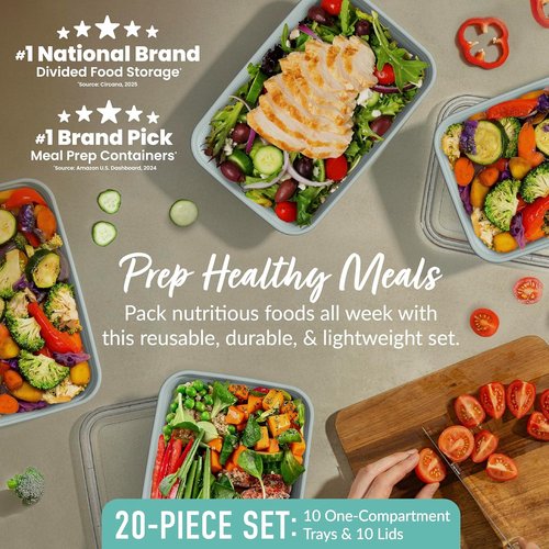 Bentgo Prep - Reusable 20-Piece Meal Prep Containers | BPA-Free, Microwave & Dishwasher Safe (Mint)