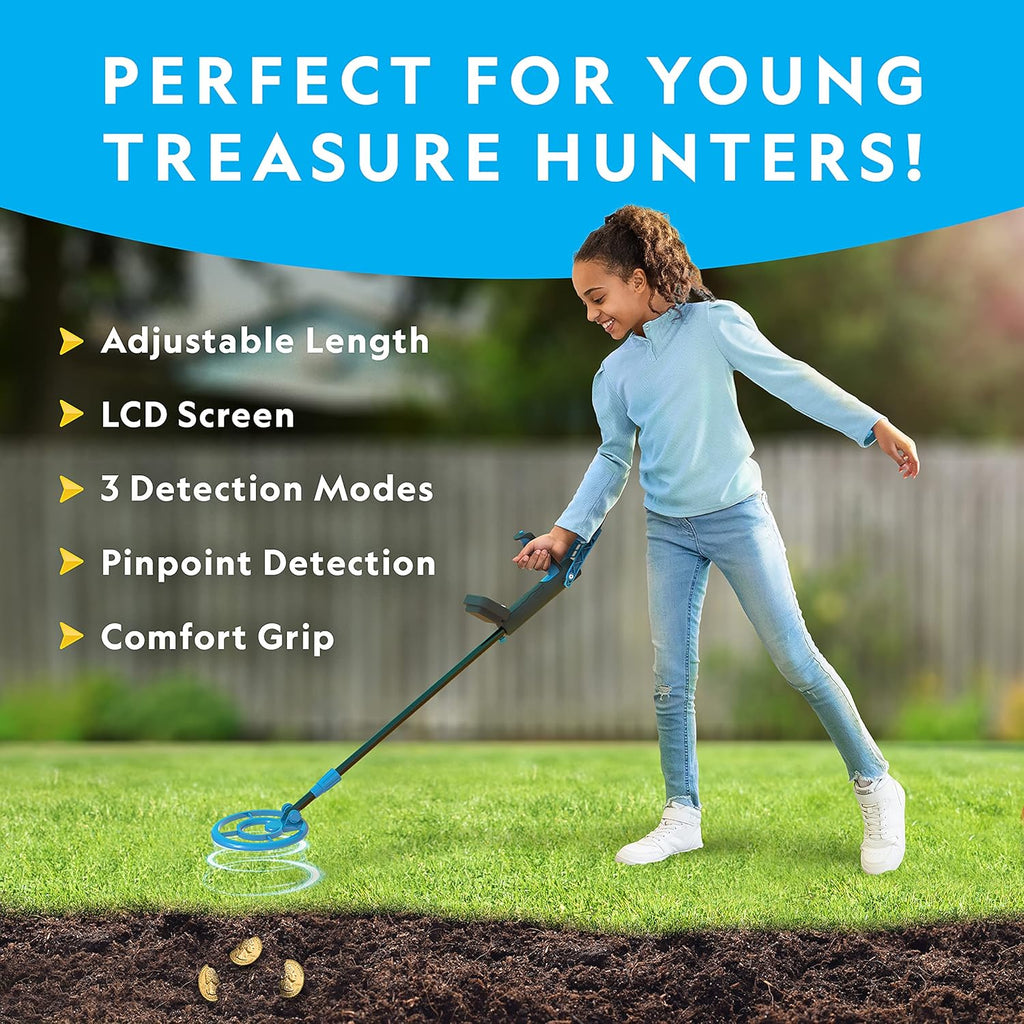 National Geographic Metal Detector for Kids - Waterproof 7.4" Coil, Lightweight with Pinpoint Function & LCD Display