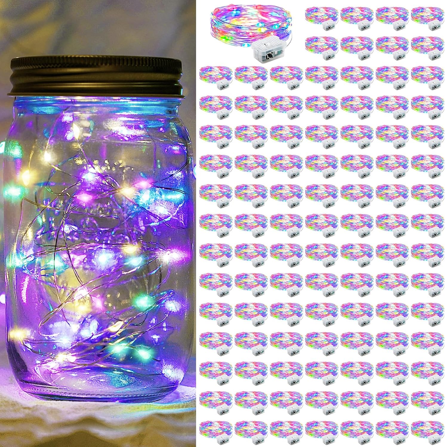 Skiennix 7Ft LED Fairy String Lights - 20 Twinkling Waterproof Lights for Parties & Weddings | Rainbow-Pastel