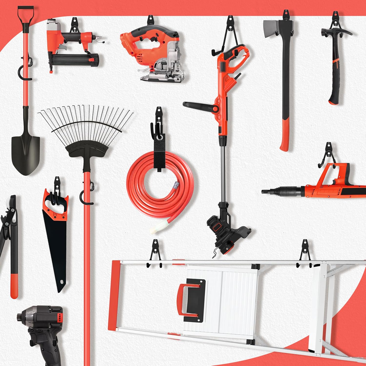 Skiennix 28-Pack Heavy-Duty Garage Hooks - Non-Slip PVC Coated Storage for Bikes, Ladders, Tools