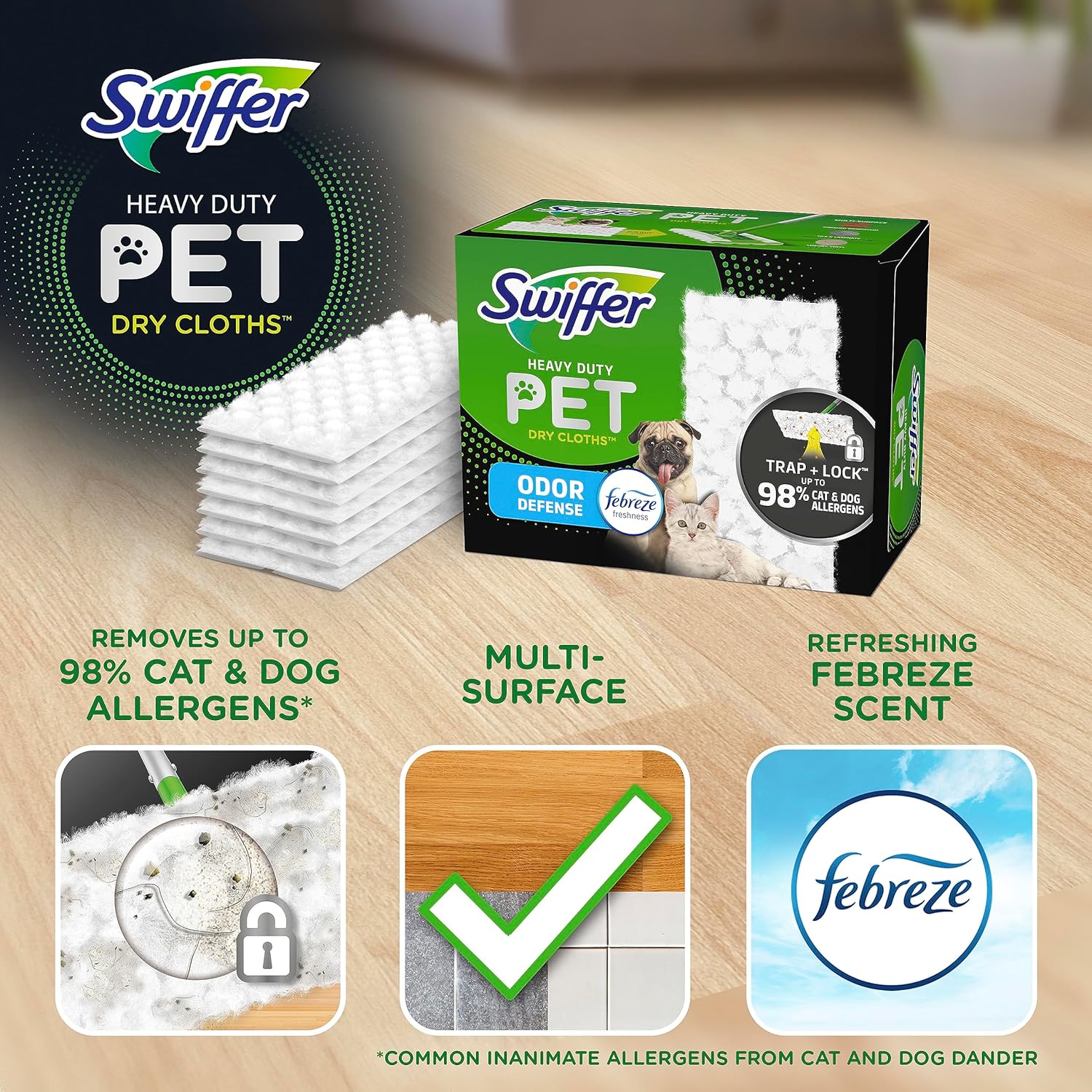 Skiennix Sweep + Mop Refill Pads - Heavy Duty Multi-Surface Cleaning Cloths, 32 Count (Pack of 2)