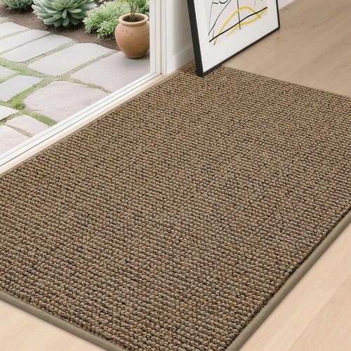 BEQHAUSE Dirt Trapper Door Mat - Non-Slip, Washable, Absorbent 32" x 48" Beige Entrance Mat