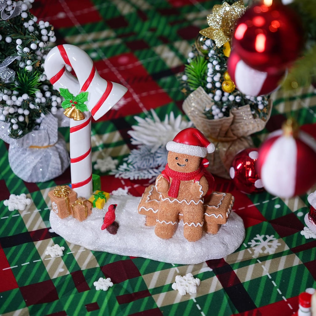 Skiennix Christmas Gingerbread Man Figurines - Cute Indoor Home Decor for Table Top Centerpiece