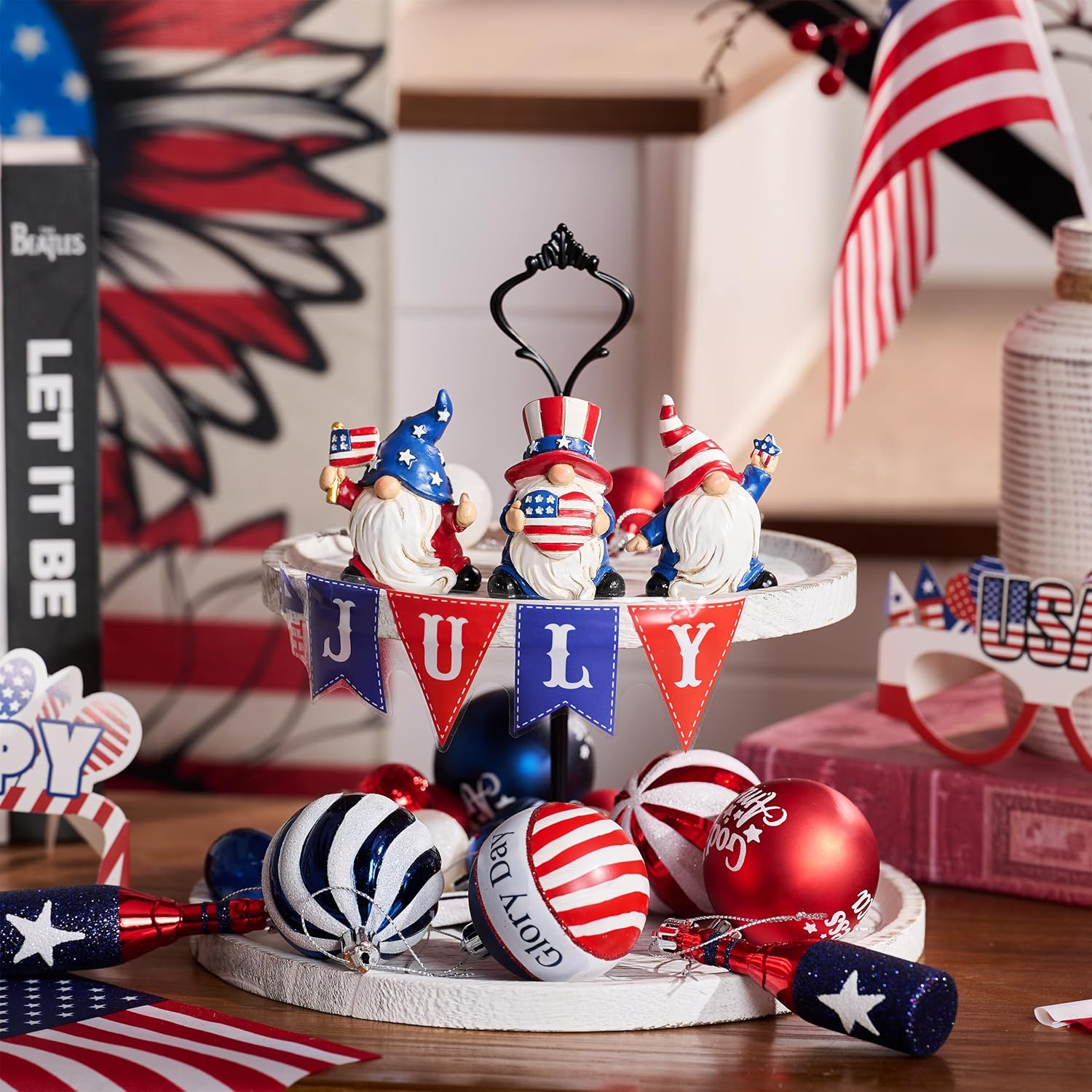 Valery Madelyn 4th of July Gnomes | Medium 3-Piece Patriotic USA Decorations for Home Decor