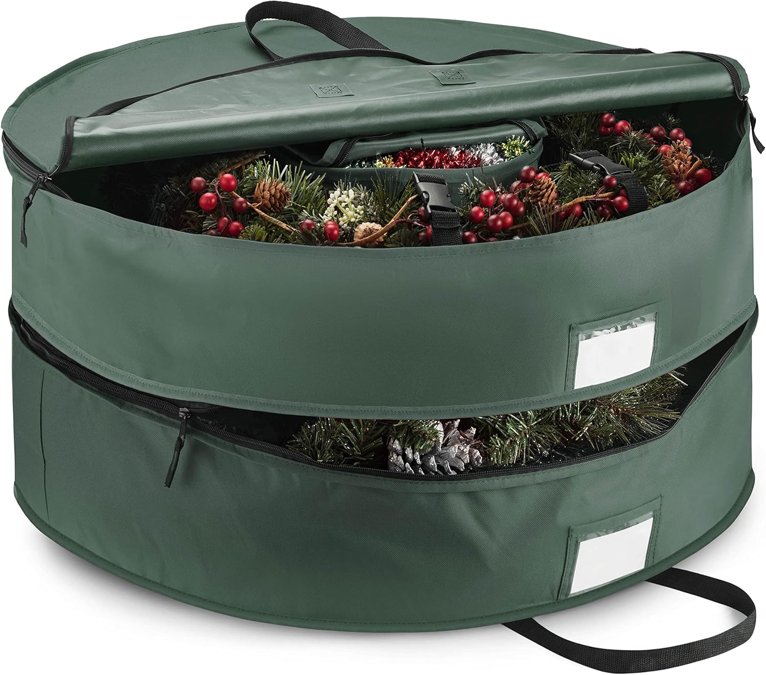 ZOBER Wreath Storage Bag - 36 Inch Capacity for 2 Wreaths | Durable 600D Oxford Fabric - Green
