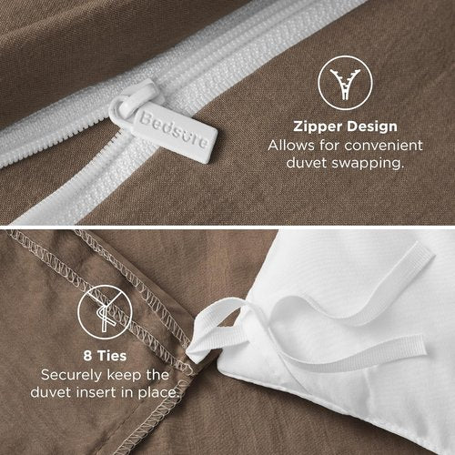 Bedsure Coffee Duvet Cover - Extra Soft Twin/Twin XL Bedding Set with Zipper Closure & Pillow Sham