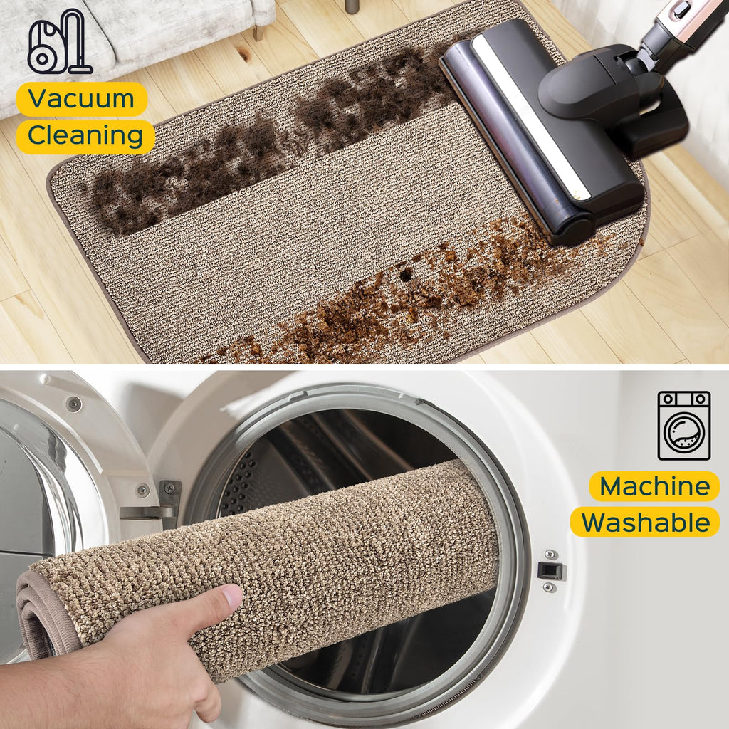 DOMUSTEX Washable Kitchen Rug 24" x 82" / 60cm x 210cm, Non Slip Kitchen Mat for Floor, Absorbent Indoor Entryway Runner Rug for Hallway, Laundry, Bathroom, Bedroom (Roll Packing)