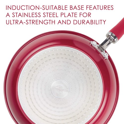 Rachael Ray Create Delicious Nonstick Saute/All Purpose Pan with Lid, 3 Quart - Red Shimmer