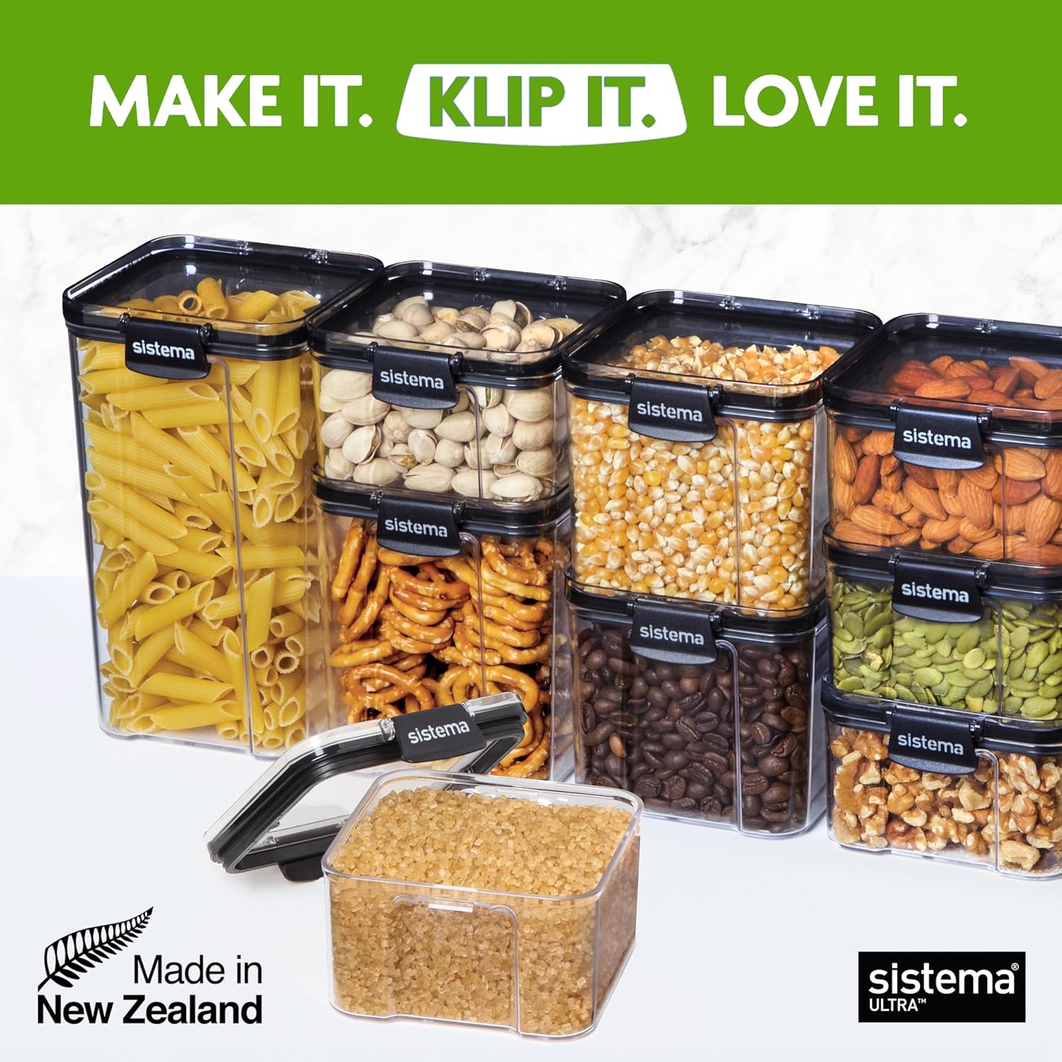 Sistema Tritan Ultra Airtight Kitchen Storage Containers - 5-Pack Clear Stackable BPA-Free