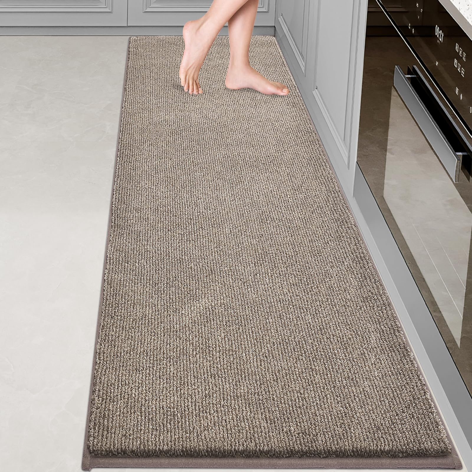 DOMUSTEX Washable Kitchen Rug 24" x 82" / 60cm x 210cm, Non Slip Kitchen Mat for Floor, Absorbent Indoor Entryway Runner Rug for Hallway, Laundry, Bathroom, Bedroom (Roll Packing)